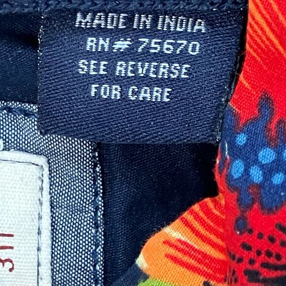 MBX Denim Wear Shirt Mens L Navy Cotton Hawaiian Colorful Button-Down Floral New - Picture 7 of 10